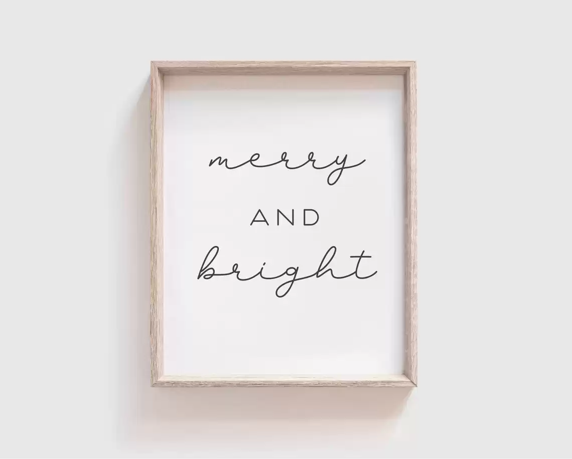 Merry and Bright Printable Wall Art Merry Christmas Minimalist Wall Decor Christmas Decor Christmas Wall Art Prints Merry Christmas Print – Etsy
