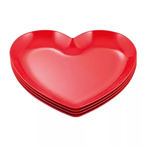 UPware 4-Piece 8.5 Inch Melamine Small Serving Plate Dinner Salad Plates Heart shaped Plates (8.5 Inch Heart Plate)