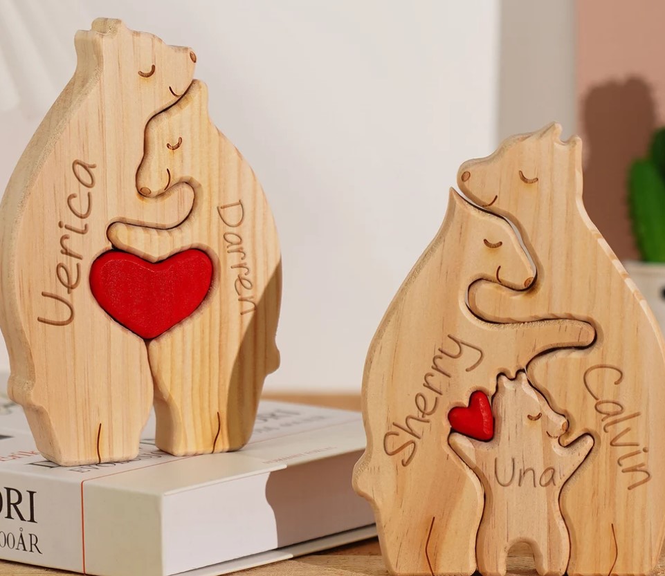 Wooden Bear Family Puzzle,Engraved Family Name Puzzle,Family Keepsake Gift,Animal Family,Gift for Kids,Gift for Parents,Valentine's Day Gift - Etsy