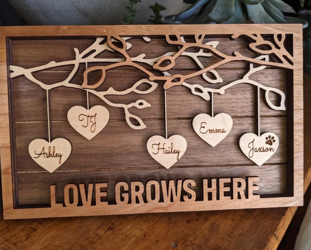 Family Tree Wood Frame - Fully Customized, Mother's Day, Father's Day, Grandma Gift, Mom Gift, Adoption Gift - Etsy