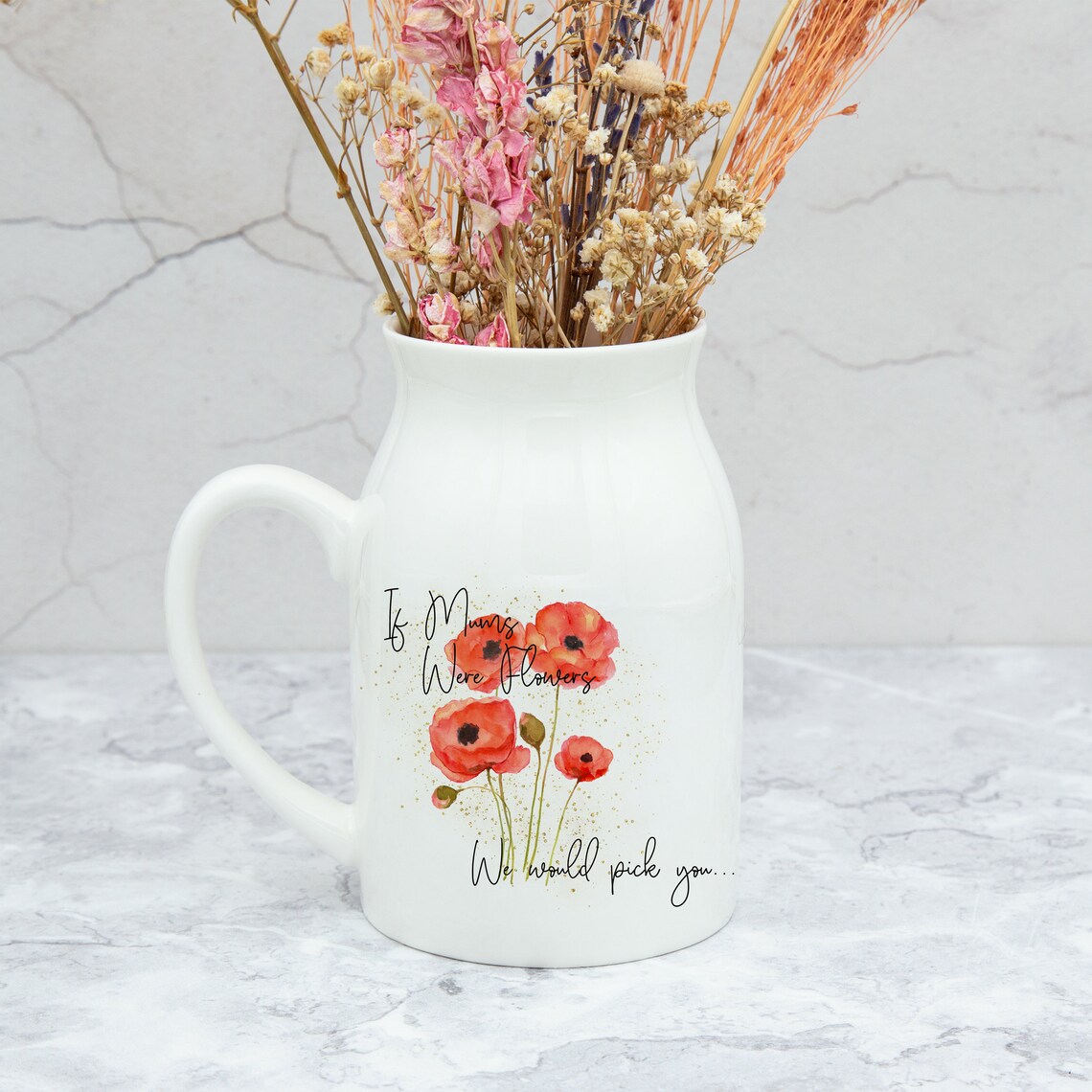Personalised poppy flower vase, gift for Mum Nan Aunt Sister, ceramic jug vase, Mother’s Day gift, If Nannas were flowers I’d we’d pick you – Etsy