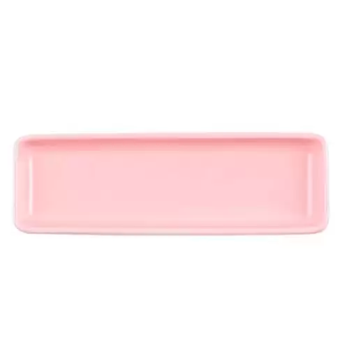 Amosfun Porcelain Platters Rectangular Serving Trays Porcelain Platter Snack Sushi Food Holder Storage Tray Dish for Parties (Pink)