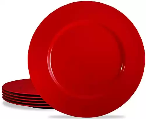 Calypso Basics by Reston Lloyd Melamine Dinner Plate, Set of 6, Red