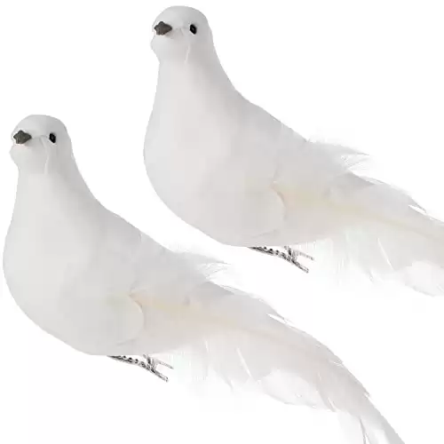 PRETYZOOM 2pcs White Christmas Birds Artificial Peace Dove Ornament Christmas Bird Ornaments with Clips Christmas Tree Bird Ornament Decorations