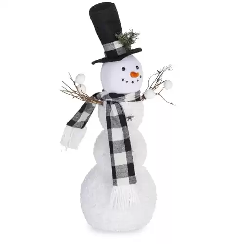 Adorable Christmas Snowman Figurine Decorations - The White Snowman with Lighting Effects for Indoor Decor and Collectors