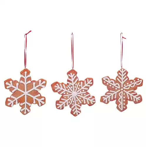 Gingerbread Snowflake Ornaments, 3 Assorted