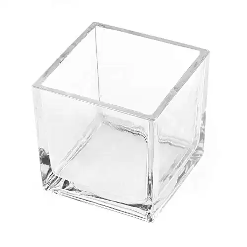 CYS EXCEL Clear Glass Cube Vase 6"x6"x6" | Square Wedding Flower Vase Centerpieces | Cubic Glass Candle Holder