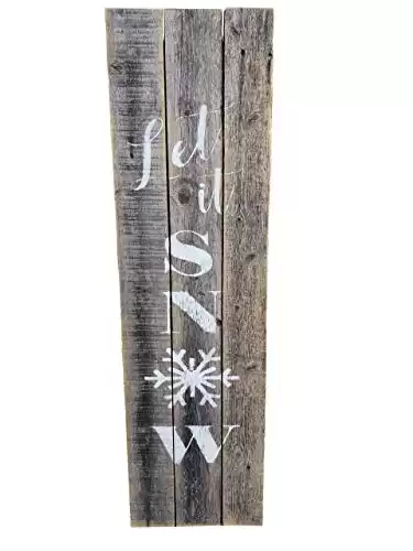 Let it Snow - Rustic Reclaimed Wood Sign - Christmas Holiday Decor for Porch or Wall