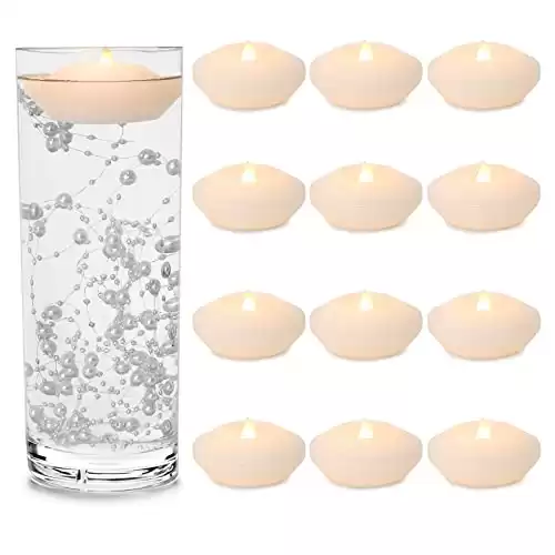 LARDUX 3 Inch Led Floating Candles - 12 PCS Flameless Water Activated Floating Tea Lights Fake Floating Tealight Battery Operated for Centerpieces Cylinder Vases Wedding Party Decorations