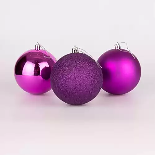 10cm/3Pcs Christmas Baubles Shatterproof Purple, Christmas Tree Decorations Ball Ornaments Balls Xmas Hanging Decorations Holiday Decor - Shiny,Matte,Glitter
