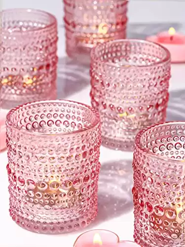 Capaniel 36 Packs Pink Votive Candle Holders, Glass Votive Candle Holders in Bulk for Baby Shower Decorations, Tea Lights Candle Holder for Bridal Shower, Birthday Party, Home Decor