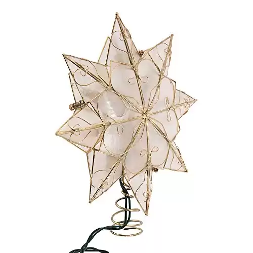 Kurt Adler Indoor 10 Light 8-Point Capiz Star Treetop with Arabesque Decoration