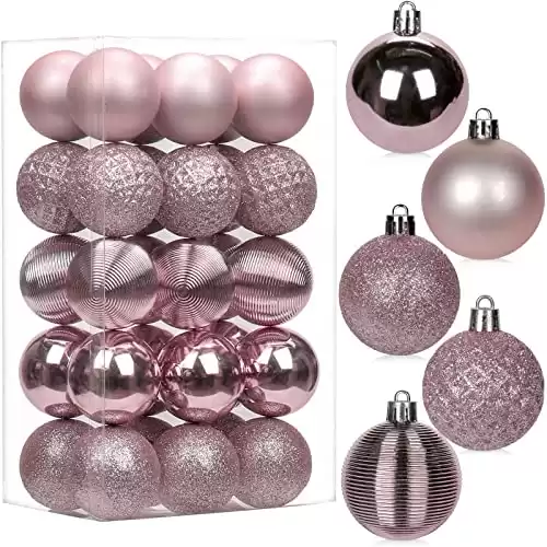 30PCS 2" Christmas Ball Ornaments Shatterproof Pink Christmas Tree Decorations Xmas Tree Balls Halloween Ornaments Décor