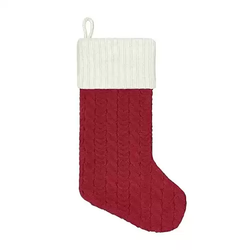 St. Nicholas Square 21-Inch Cable Knit Red Christmas Holiday Stocking (Blank)