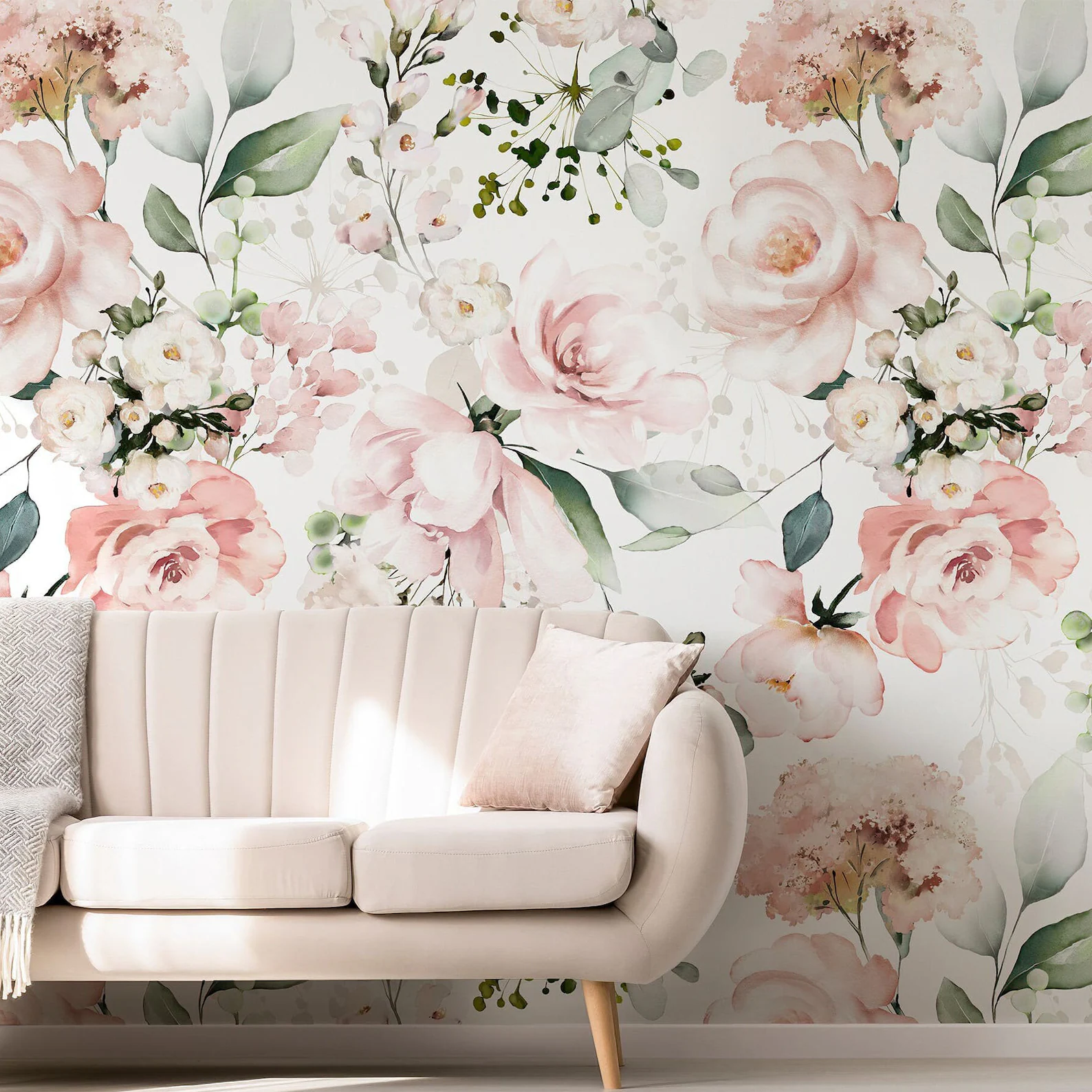 Peel and Stick Pink Floral Wallpaper, Pink Rose Wallpaper, Vintage Floral Removable Wallpaper, Blooming Wall Wallpaper, Floral Wallpaper - Etsy