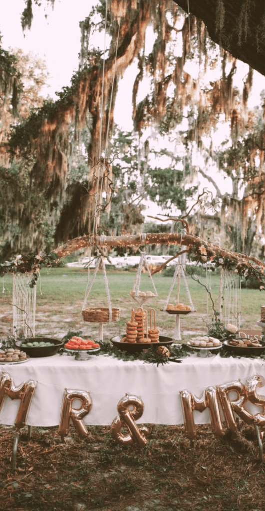 unique summer wedding dessert table on a budget