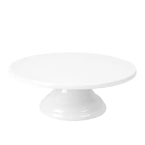 fanquare 10 Inch Porcelain Cake Stand,White Round Cake Plate,Vintage Dessert Display Serving Stand for Anniversary,Birthday,Party