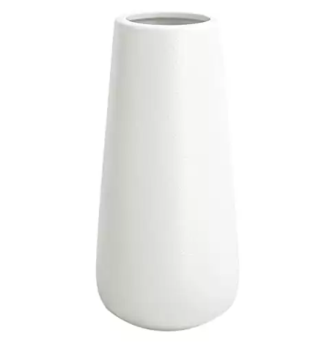 Tall 11” Matte White Ceramic Vases for Modern Home Decor Centerpieces, Classic Decorative Flowers Vase for Pampas Grass