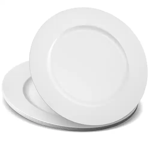 ELEGANT DISPOSABLES 13'' Party Chargers Large Plates & Platters Great for Elegant Party's Weddings Tableware Great for Serving dish White, Pack of 6