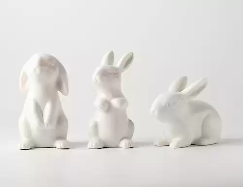EASIMECOR Ceramic White Rabbits Easter Bunny Decorations Porcelain Bunny Rabbit for Easter Decoration Ceramic Bunny Figurine Statues for Home Decor Bunny Decor Rabbit Decor Spring Decoration Gifts