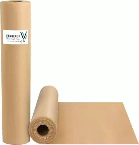 Vanhench Brown Wrapping Paper, Craft Paper, Kraft Paper Roll 17.8″x 1200″(100′), Gift Wrapping Bulletin Board Arts & Crafts, Bouquet Flower Table Covering Poster Packing Paper S…