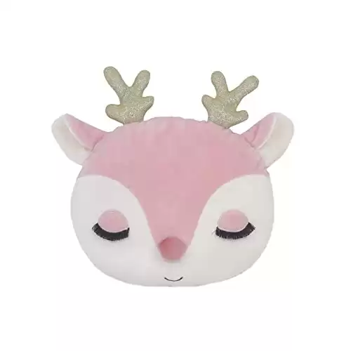 MON AMI Reindeer Accent Decor Plush Pillow, Huggable Deer Shaped Pillow, Plush & Decorative Accessory Cushion for Child’s Bed or Crib, Pink,16"
