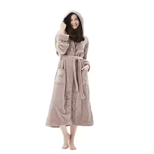 COOVA Women Bathrobe and SPA Robe -Soft Plush and Fluffy -Comfortable and Long Style for All Seasons Indoor Outdoor
