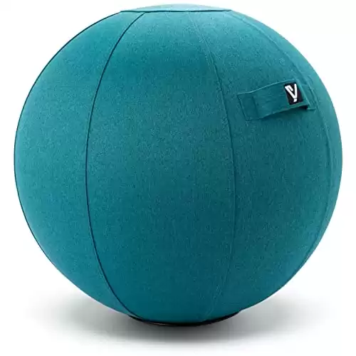 YOGIVO Sitting Ball Chair for Office and Home, Pilates Exercise Yoga Ball with Cover for Balance, Stability and Fitness, Ergonomic Posture Exercise Ball Seat with Handle and Pump (Ocean Blue, 24 in)