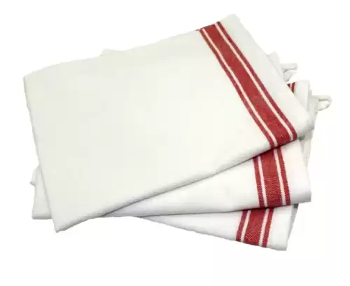 Aunt Martha's 18-Inch by 28-Inch Package of 3 Vintage Dish Towels,Cotton, Red Striped