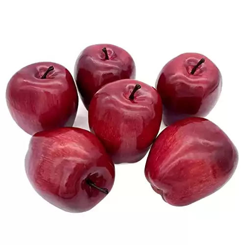 Lorigun Artificial Apples Fake Fruits Red Delicious Apples for Decoration, Decorative Fruit, Faux Big Red Apples 6 Pcs