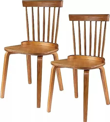 loniko DJWSY01 American Homes Collection Parker Country Farmhouse Wood Spindle Side Dining Chairs, (Set of 2), Log Color
