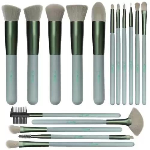 Makeup Brushes Makeup Brush Set - 16 Pcs BESTOPE PRO Premium Synthetic Foundation Concealers Eye Shadows Make Up Brushes set (Matte green)