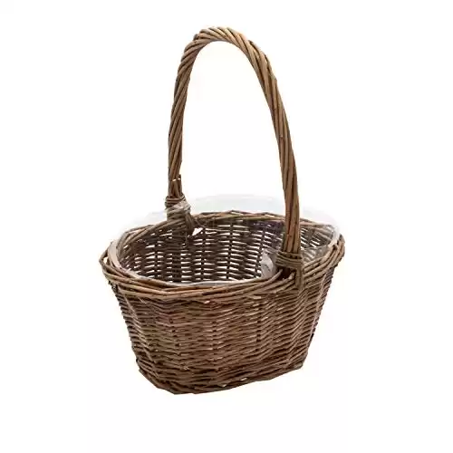 Royal Imports Willow Woven Braided Gift Basket for Easter, Baby Shower, Wedding Flower Girl - Small Oval w/Static Handle & Plastic Insert
