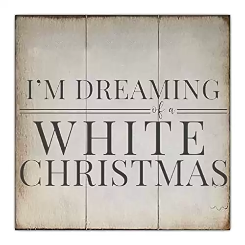 Aihesui Wood Signs Wall Hanging Wall Decoration I'm Dreaming of a White Christmas Sign for Living Room Kitchen Batheroom Bedroom Office School 12x12inch