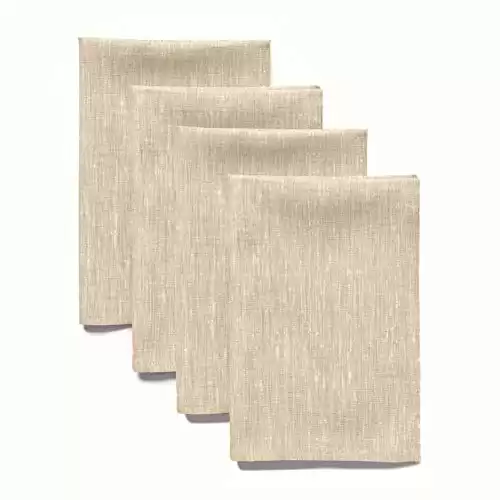 Solino Home Champagne Beige Linen Cloth Napkins – 20 x 20 Inch Dinner Napkins Set of 4 – 100% Pure Linen Napkins – Washable Fabric Napkins for Christmas, Winter, New Year – Athena