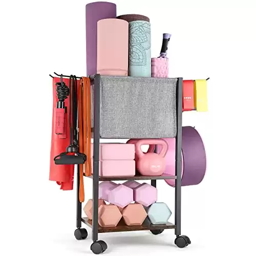 Yoga Mat Storage Rack Home Gym Equipment Workout Equipment Organizer Yoga Mat Holder for Dumbbell,Kettlebell and More Gym Accessories Gym Essentials Women Men Fitness Exercise Equipment Organization