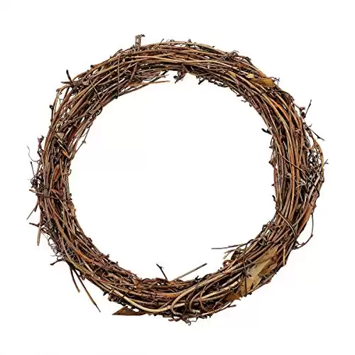 10" Natural Grapevine Wreath DIY Crafts Rattan Wreaths for Christmas Door Hanging Wall Window Holiday Festival Wedding Decoration (1PCS 25cm/9.8inch)