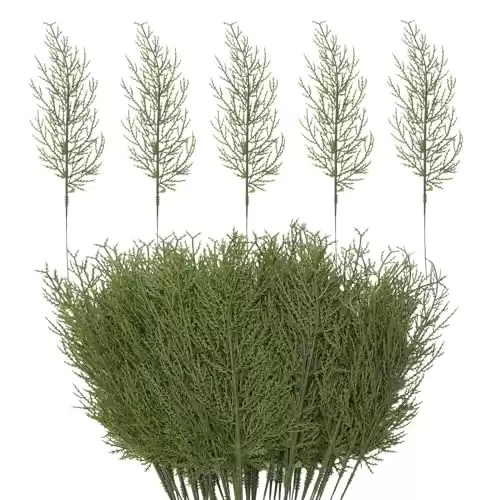CEWOR 55 PCS Artificial Pine Leaves Branches, 13.7 Inches Fake Greenery Sprigs Faux Picks for DIY Christmas Tree Garland Wreath Garden Home Table Centerpiece Decoration