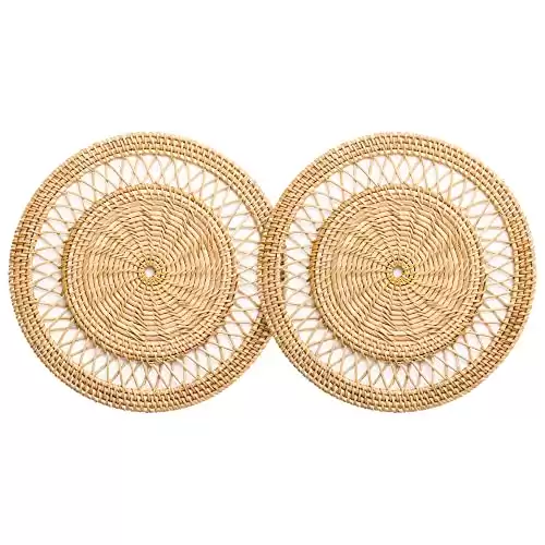 CLIO & CLOVER Rattan placemats set of 2-40cm diameter - beautiful rattan placemats perfect for building beautiful tablescapes - London-based brand Clio & Clover
