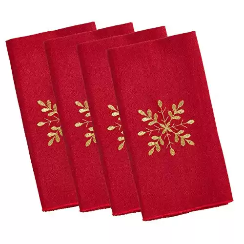 Occasion Gallery Red Winter Christmas Holiday Snowflake Cloth Napkin, 20" Square (4 Piece.)