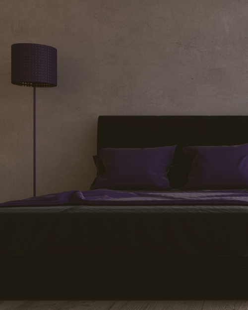 purple dark moody bedroom