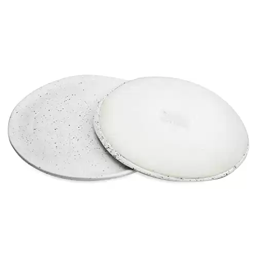 roro Ceramic Stoneware White Speckled Spotted Hand-Crafted Dinner Plates, 11 Inch Set of 2