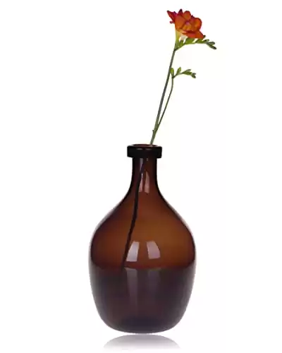 CASAMOTION Glass Vase Decorative Centerpieces Dark Brown Color Hand Blown Vintage Room Decor Modern Farmhouse Flower Vase for Kitchen Living Office Coffee 11" inch Height