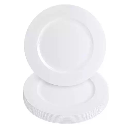 PARTY BARGAINS 13-Inch Charger Plates - 8 Pack, White, Heavy-Duty Disposable Chargers for Elegant Dining - Ideal for Weddings and Formal Events