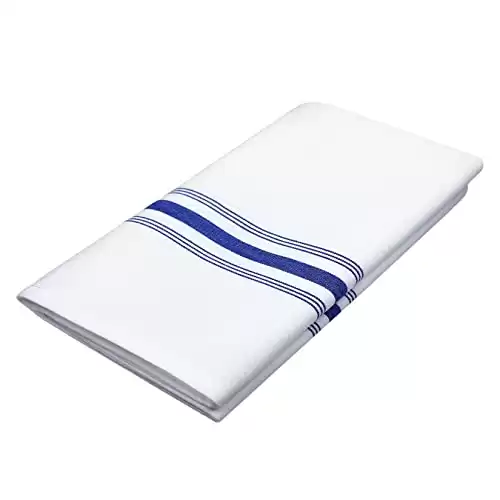 Beritle Bistro Restaurant Stripe Cloth Napkins Set of 12 Pack, Commercial Quality 18 x 22 Inches, MJS Linen Dinner Napkins Cloth Washable, Non-Iron, No Fade, Soil Release, Royal Blue Stripes