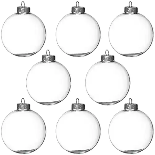 12 Pack Clear Glass Ball Ornaments 3.15 Inch for Crafts DIY, Large 80mm Fillable Ornaments to Paint, Clear Ball Ornaments for Christmas Tree Decoration by 4E's Novelty