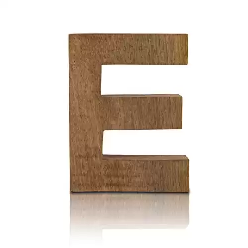 8" Decorative Solid Block Wooden Letters Alphabets Words Natural Finished Wood Freestanding Shelf or Tableware Childrens Baby Names Initials For Bedroom Wedding Birthday Party Home Decor (Letter ...