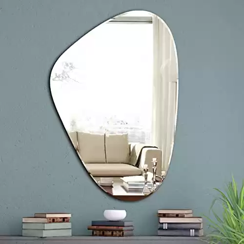 LYLDACER Yanliff Irregular Mirror Wall Decor.Modern Frameless Asymmetric Beveled Decorating Mirror for Wall(13.4X20inches).Silver