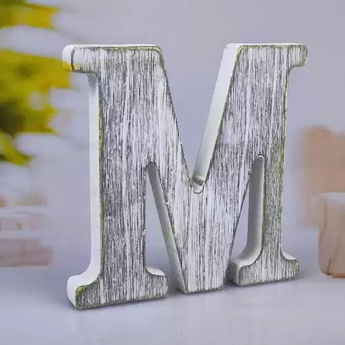 WOODOUNAI 6 Inch Wood Letters Unfinished Rustic Wood Letters for Wall Decor Decorative Standing Letters Slices Sign Board Decoration for Craft Home Party Projects (M)