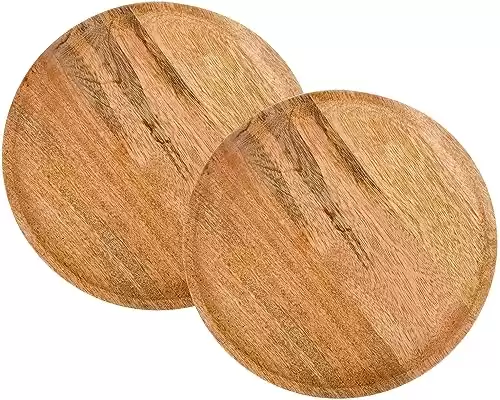 Alpha Living Home Wood Charger Plate, Charger Dinner Plate, Dinner Plate, Plate set, Wood Charger, Wood Charger dinner plate, wooden salad plate, appetizers- Set of 2 Measure 12 inches - Natural